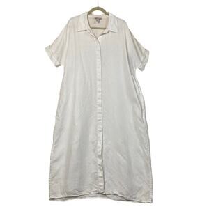 cos shirt dress with large pocket COS Women's Open-Collar Denim Shirt Dress in Beige | Cotton
